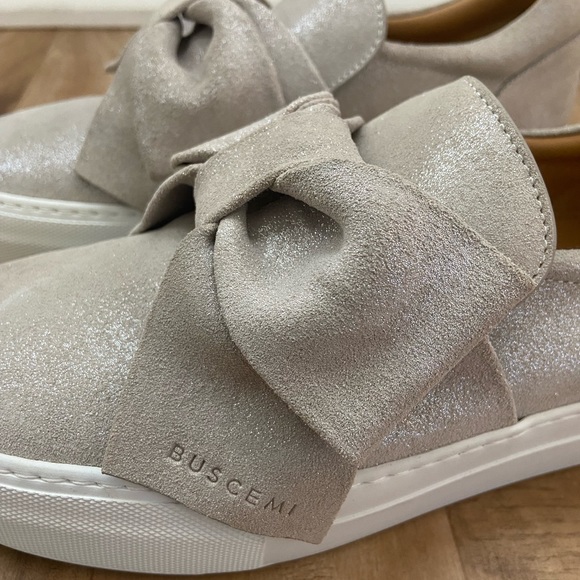 🎁 Buscemi Italian Sneakers Low Tops With Bow /Size 38 size 8 Glitter Beige 🎁 - Picture 12 of 16